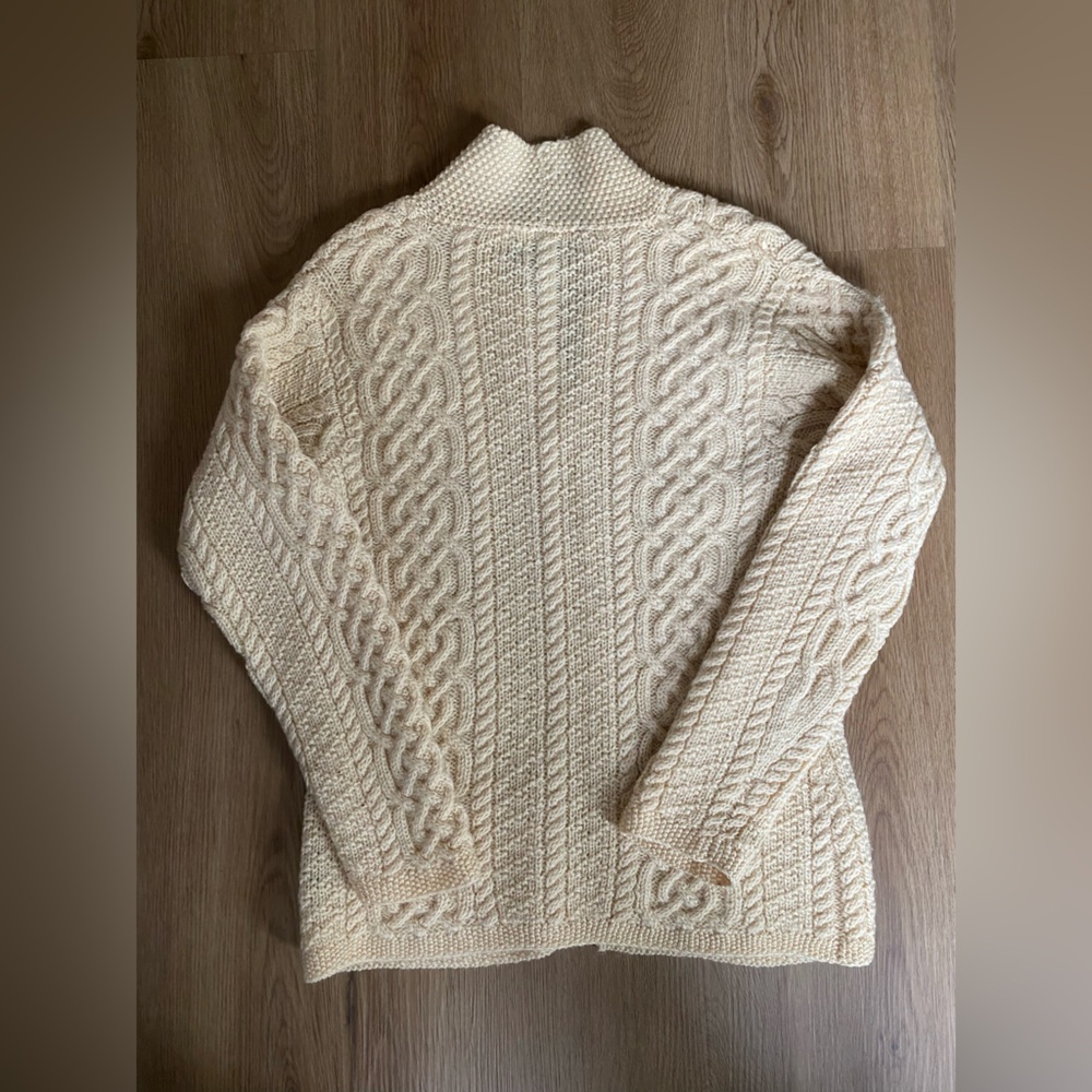 Ralph Lauren Ivory Cream Cable Knit wool Sweater cardigan fisherman - Picture 5 of 6
